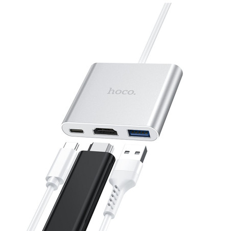 HOCO HB14 USB-C Hub (redukce, adaptér) na HDMI, USB3.0 a USB-C