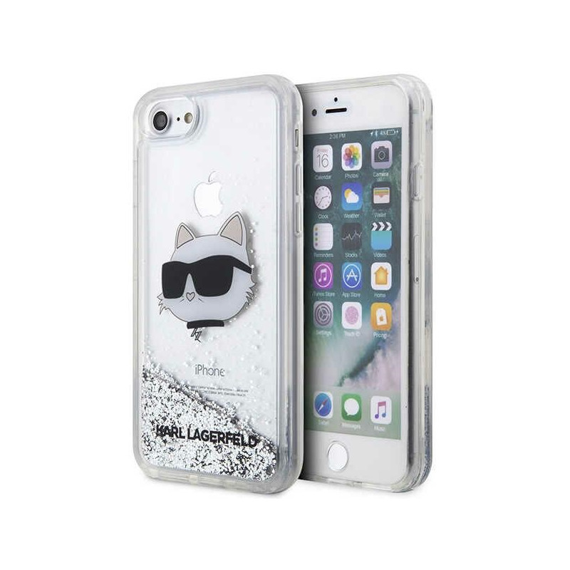 Kryt Karl Lagerfeld KLHCI8LNHCCS pro iPhone 7/8/SE 2020/2022 - stříbrná/ stříbrná (Glitter Choupette Head)