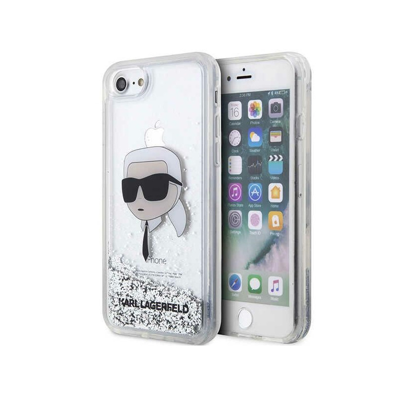 Kryt Karl Lagerfeld KLHCI8LNKHCH pro iPhone 7/8/SE (2020/2022) - stříbrná/ stříbrná