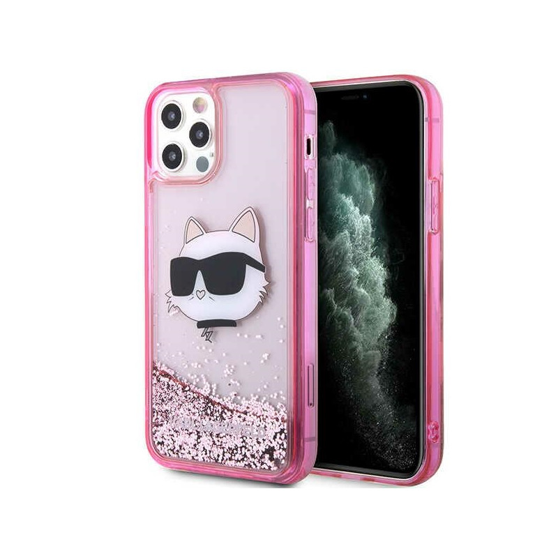 Kryt Karl Lagerfeld KLHCP12MLNCHCP pro iPhone 12 / 12 Pro - růžová/pink hardcase glitter Choupette Head
