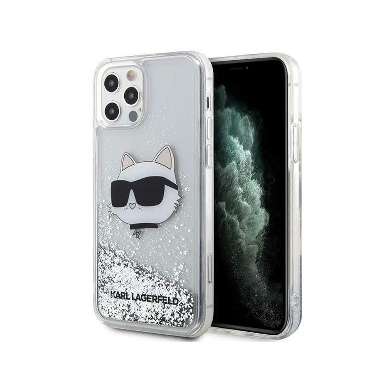 Kryt Karl Lagerfeld KLHCP12MLNHCCS pro iPhone 12/12 Pro - stříbrná (glitter Choupette)