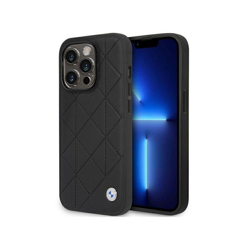 Pouzdro BMW LEATHER QUILTED pro iPhone 14 Pro 6.1" - černá/černá
