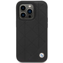 Pouzdro BMW LEATHER QUILTED iPhone 14 Pro 6.1" - černá