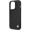 Pouzdro BMW LEATHER QUILTED iPhone 14 Pro 6.1" - černá