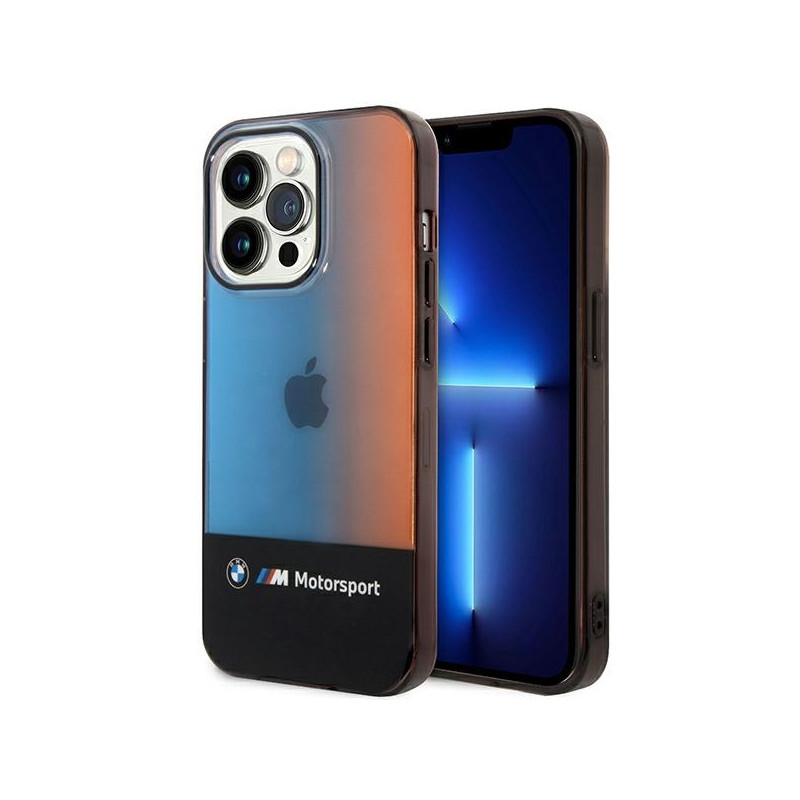 Kryt BMW HALF TRICOLOR pro iPhone 14 Pro Max - černá