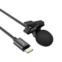 HOCO L14 Externí (kravatový) mikrofon s konektorem Lightning, kabel 2m, černý