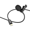 HOCO L14 Externí (kravatový) mikrofon s konektorem Lightning, kabel 2m, černý