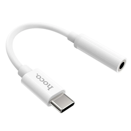 HOCO LS30 Adaptér (redukce) USB-C/Jack 3,5mm s podporou mikrofonu, bílá