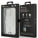Kryt BMW iPhone 14 Pro MagSafe Silver Ring - transparent