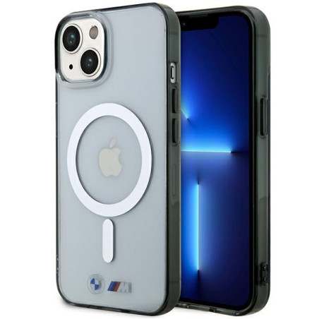 Kryt BMW SILVER RING MagSafe pro iPhone 14 Plus - transparent