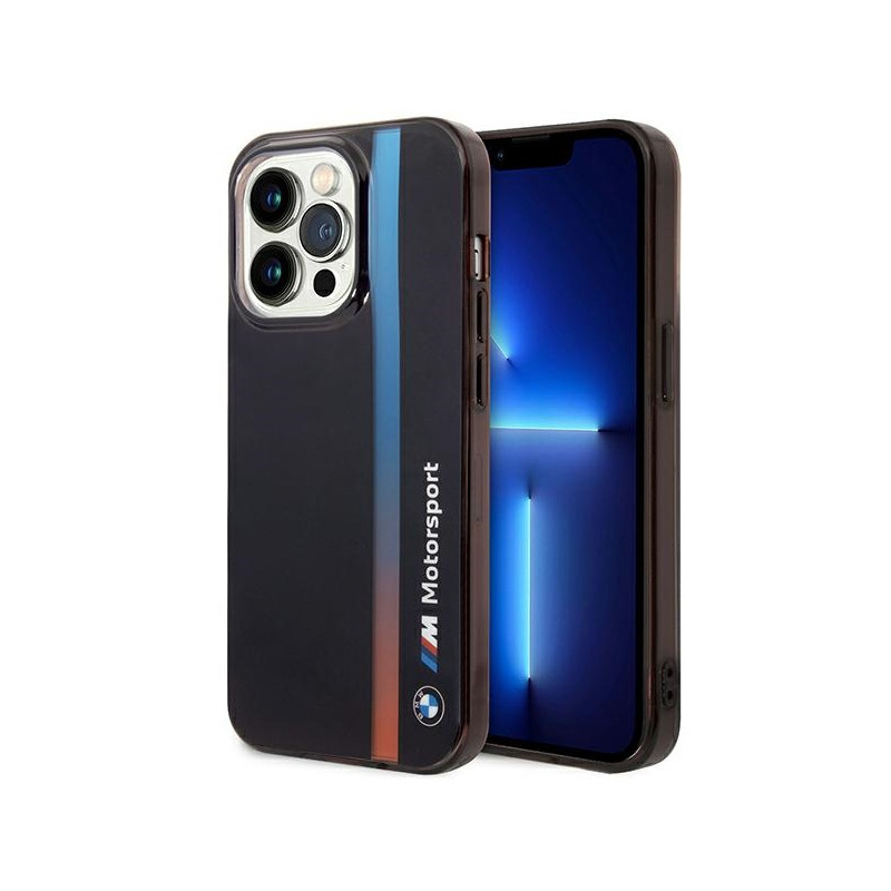 Pouzdro BMW TRICOLOR STRIPE pro iPhone 14 Pro - černá/černá