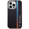 Pouzdro BMW TRICOLOR STRIPE pro iPhone 14 Pro - černá/černá