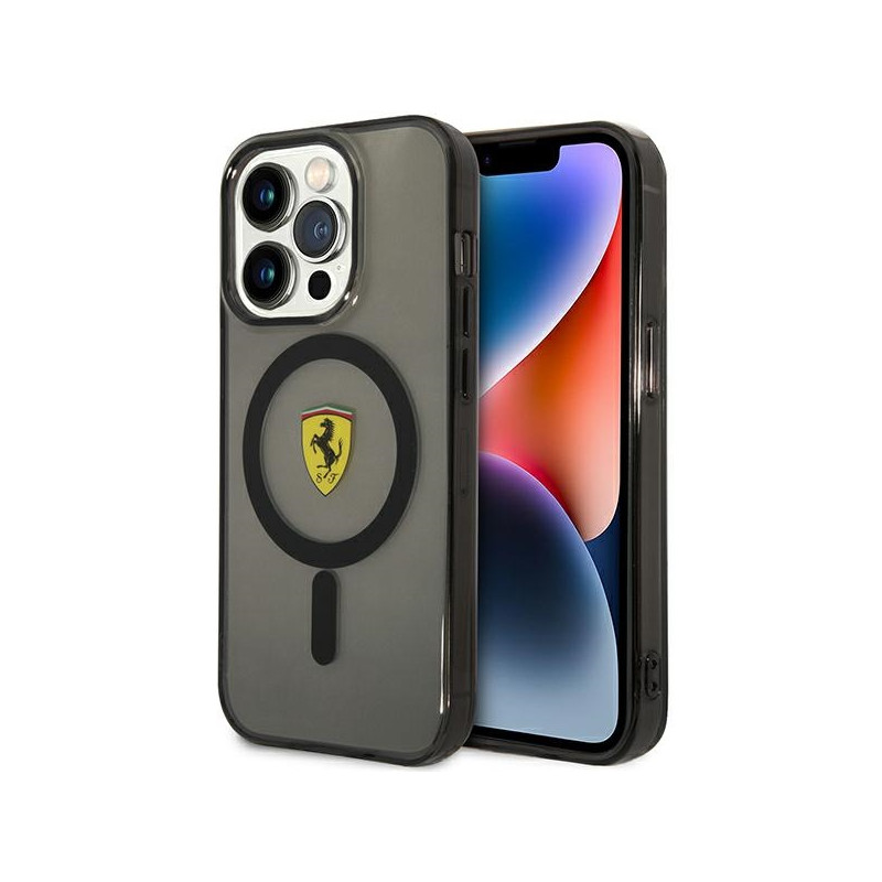 Kryt Ferrari FEHMP14XURKK pro iPhone 14 Pro Max - černá/černá průhledná MagSafe
