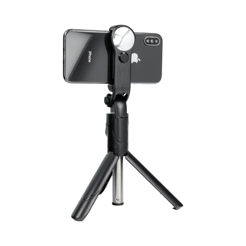 AG PREMIUM XT-09S Selfie teleskopická tyč se stativem, Bluetooth a zrcátkem, délka 24-64cm, černá
