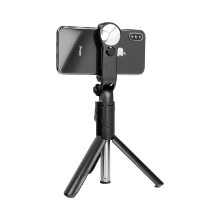 AG PREMIUM XT-09S Selfie teleskopická tyč se stativem, Bluetooth a zrcátkem, délka 24-64cm, černá