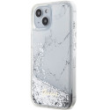 Kryt Guess LIQUID GLITTER MARBLE iPhone 14 - white