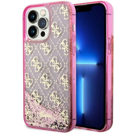 Kryt Guess Liquid Glitter 4G pro iPhone 14 Pro Max - růžová