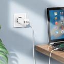 HOCO N16 GaN tříportová nabíječka (2x USB-C, 1x USB) s výkonem 65W a USB-C kabelem, bílá
