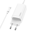 HOCO N16 GaN tříportová nabíječka (2x USB-C, 1x USB) s výkonem 65W a USB-C kabelem, bílá