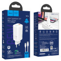 HOCO N16 GaN tříportová nabíječka (2x USB-C, 1x USB) s výkonem 65W a USB-C kabelem, bílá