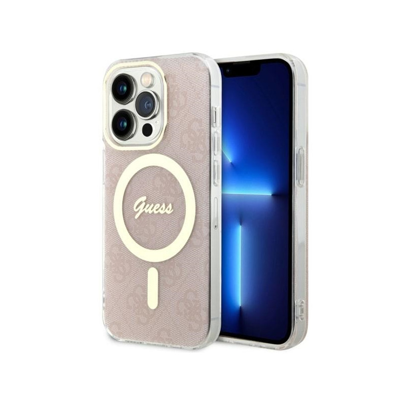 Kryt Guess GUHMP14LH4STP pro iPhone 14 Pro - růžová/pink hardcase 4G MagSafe