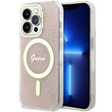 Kryt Guess 4G MagSafe pro iPhone 14 Pro - růžová