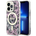 Kryt Guess Flower MagSafe pro iPhone 14 Pro růžová