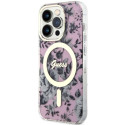 Kryt Guess Flower MagSafe pro iPhone 14 Pro růžová