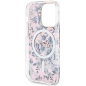 Kryt Guess Flower MagSafe pro iPhone 14 Pro růžová