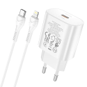 HOCO N22 Nabíječka USB-C PD a kabel USB-C/Lightning, 25W, bílá