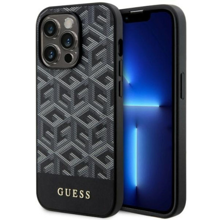 Kryt Guess G Cube Stripes MagSafe iPhone 14 Pro black/black