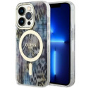 Kryt Guess GUHMP14LHLEOPWB iPhone 14 Pro MagSafe - modrý