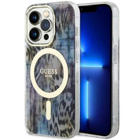 Kryt Guess GUHMP14LHLEOPWB iPhone 14 Pro MagSafe - modrý