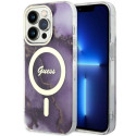 Kryt Guess GOLDEN MARBLE MagSafe pro iPhone 14 Pro - purple
