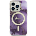 Kryt Guess GOLDEN MARBLE MagSafe pro iPhone 14 Pro - purple
