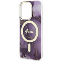 Kryt Guess GOLDEN MARBLE MagSafe pro iPhone 14 Pro - purple