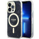 Kryt Guess Marble MagSafe pro iPhone 14 Pro - black/black