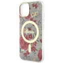 Kryt Guess Flower MagSafe pro iPhone 14 Plus green/khaki