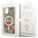 Kryt Guess Flower MagSafe pro iPhone 14 Plus green/khaki