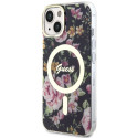 Kryt Guess Flower MagSafe pro iPhone 14 Plus - černá