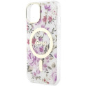 Kryt Guess Flower MagSafe pro iPhone 14 Plus - transparentní