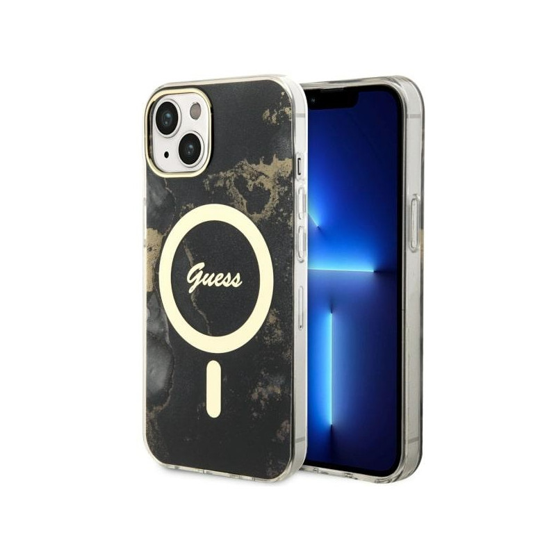 Kryt Guess GOLDEN MARBLE pro iPhone 14 Plus - black/black