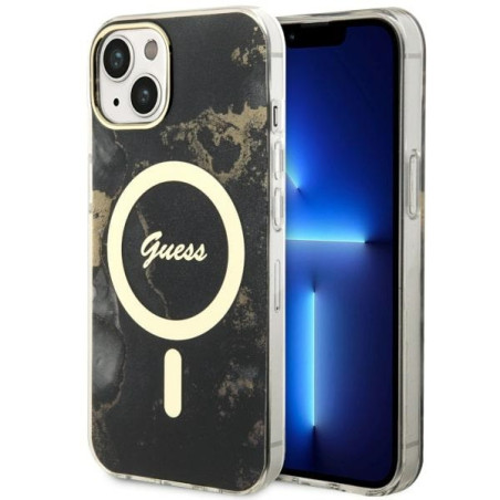 Kryt Guess GOLDEN MARBLE pro iPhone 14 Plus - black/black