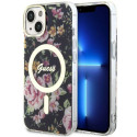 Kryt Guess FLOWER MagSafe iPhone 14 – černý