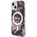 Kryt Guess FLOWER MagSafe iPhone 14 – černý