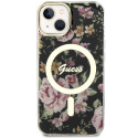Kryt Guess FLOWER MagSafe iPhone 14 – černý