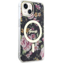 Kryt Guess FLOWER MagSafe iPhone 14 – černý