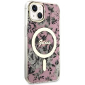 Kryt Guess FLOWER MagSafe pro iPhone 14 - růžový