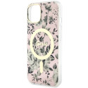 Kryt Guess FLOWER MagSafe pro iPhone 14 - růžový