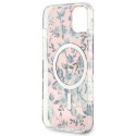 Kryt Guess FLOWER MagSafe pro iPhone 14 - růžový